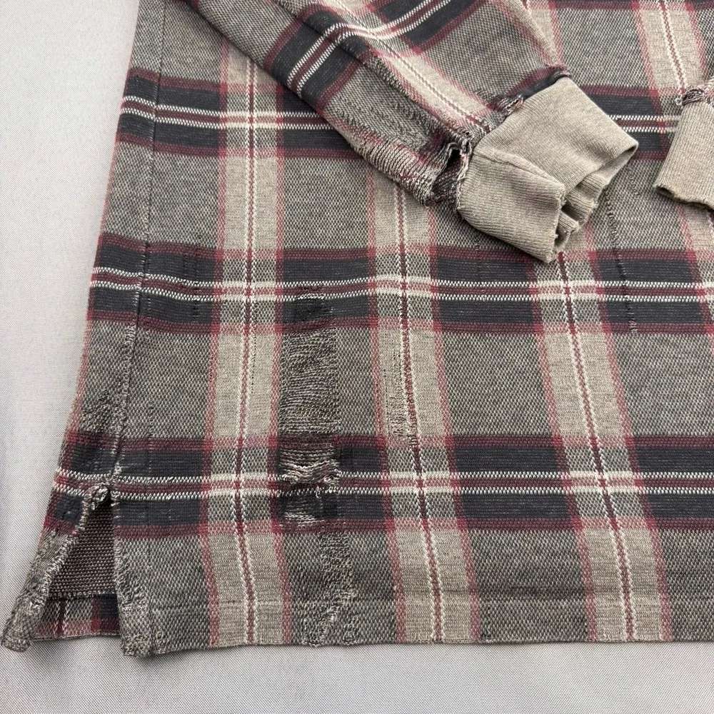 POLO by RALPH LAUREN VTG Check Plaid Gray Hoodie Sweatshirt Size XL‎ Thrashed